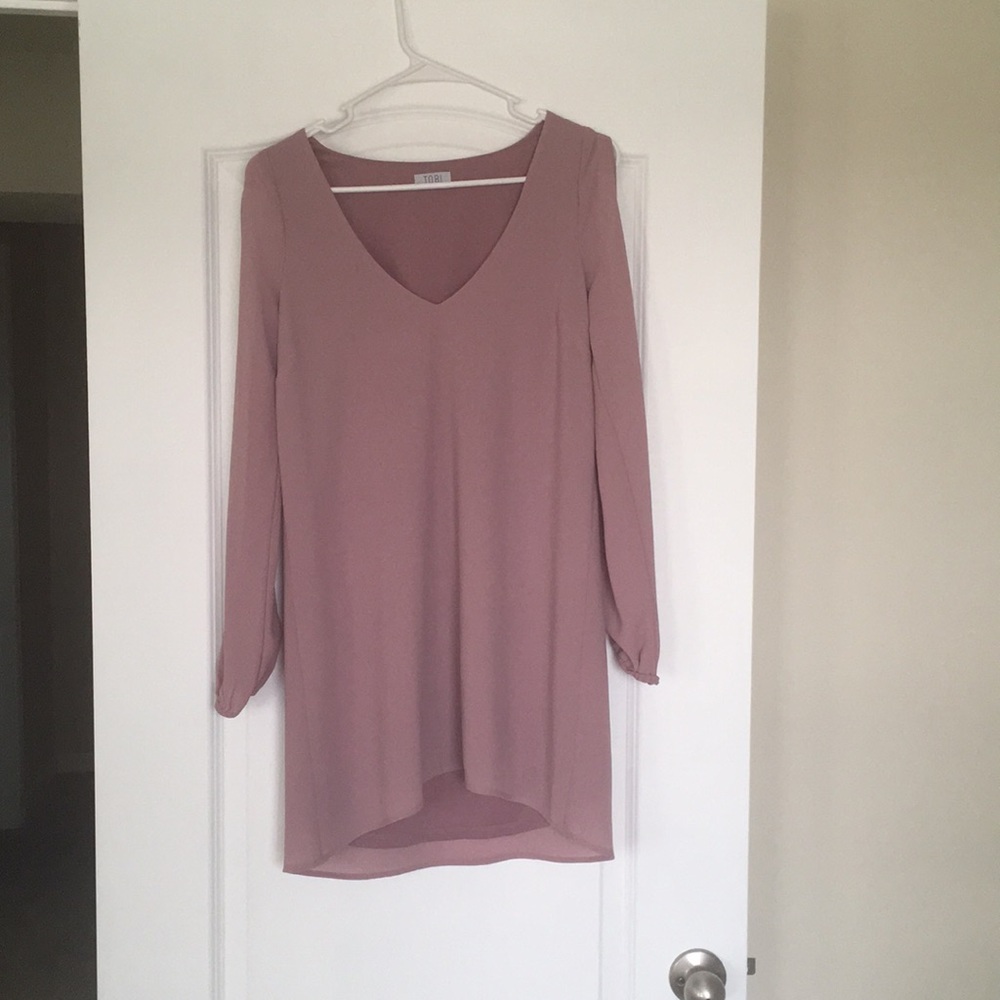 Mauve Tobi Chiffon Slit Sleeve Dress